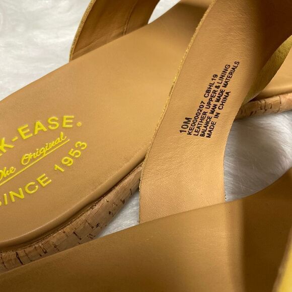 Kork Ease Elaver Yellow Slide Toe Loop Thong Leather Sandal Size 10 - Picture 7 of 8